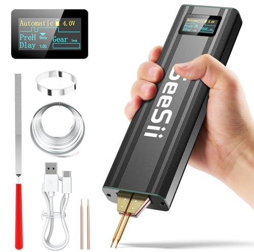 Seesii Battery Spot Welder with 5.0Ah Battery: Upgraded Handheld Mini Portable Spot Welder for 18650 Battery, Welding Nickel Sheets 0.1-0.2mm, Iron,Stainless Steel Sheets, 80 Gear,Auto and Manual Mode