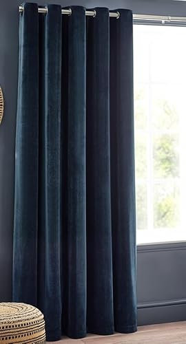 Heavy Navy Blue Chenille Velvet Eyelet SINGLE THERMAL DOOR Curtain, 168x229cm,(One single panel-ONLY ONE WILL BE SENT)