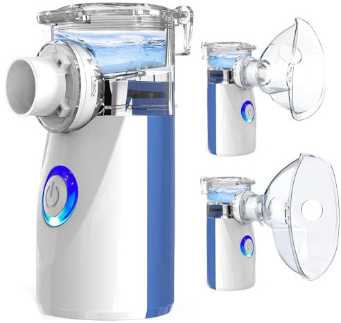 Inhaliergerät für Kinder und Erwachsene - Wholede Inhalator Vernebler Baby, Ultraschall Inhalationsgerät für Erkältung, Inhalationsgerät mit Mundstück und 2 Maske(Blau)