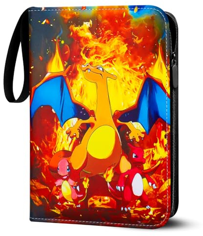 Sammelalbum für Pokemon Karten,400 Taschen Sammelkarten Album 50 Seiten Sammelmappe Karten Heft, Hochwertiges Tragbar Wasserdicht PU Sammelkartenalben Es ist das Geschenk für Kinder (PHL4)