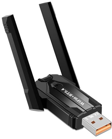 AX900M Clé USB Wi-Fi Bluetooth 2 en 1 pour PC double bande 2,4 GHz/5 GHz avec double antenne 5 DBi, Bluetooth 5.4 compatible avec Windows 11/10, clé Wi-Fi pour ordinateur/ordinateur portable