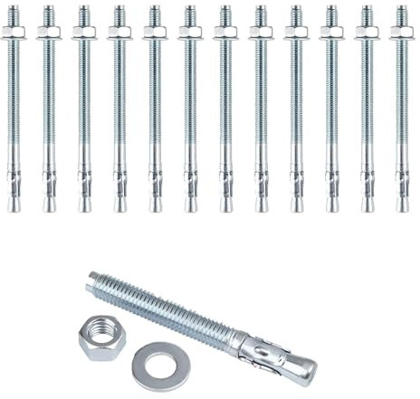 Ancrages boulons d'ancrage pour charges lourdes M10, ancrages en métal galvanisé pour charges lourdes, vis d'ancrage en acier galvanisé, pour garde-corps, fenêtre, murs-rideaux, machines, poutres