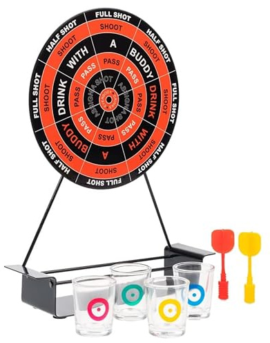 ADEPTNA Darts Drinking Game Set for Adults 4 Player Magnetic Dart Board with Shot Glasses Fun Party Game for Game Nights, Stag and Hen Parties, Adult Drinking Games, Bar Games, Gifts for Men and Women