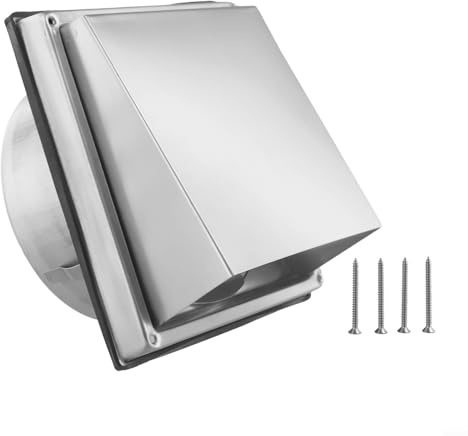 Cubierta de ventilación de ventilador extractor con construcción de acero inoxidable, malla antiinsectos y sellado de tornillo para anillo, para tubos de ventilación de secadoras y ventiladores de