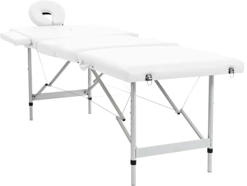 Genérico Mesa Camilla de Masaje de Aluminio Plegable de 4 cuerpos Blanco Crema,Salud y Belleza,Cuidado Personal,Masaje y relajación,Mesas de Masaje,110100