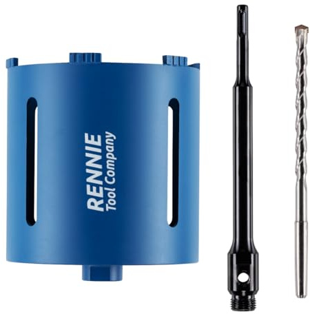 152mm x 150mm Long Diamond Core Drill Bit Set with 240mm Long SDS Plus Shank Adapter & Centre Drill Bit. To Be Used In Concrete Masonry Brick Block Stone Granite