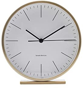House Doctor Tischuhr 15x15 cm - Elegante Wecker Analog in Gold - Wanduhr Funk & Stilvolle Tischuhr