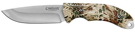Camillus Masque Mask Couteau avec Gaine en Nylon balistique 10,2 cm Titanium Bonded 420 Lame en Acier Poignée PRYM1, Argenté/Camouflage, 22,9 cm