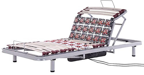 Beliani Lattenrost Stahl Silber Birkenholz Motor elektrisch verstellbar 90 x 200 cm Moon