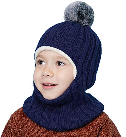 Baby Winter Hat Scarf Mitten Set, Unisex Infant Toddler Kids Hat Scarf (Navy-C, 2-5T)