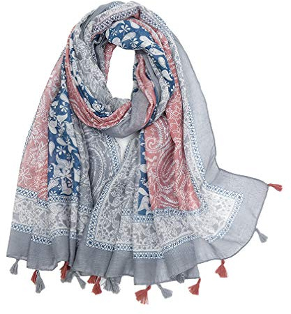 Yeieeo Women's Soft Floral Printed Warm Scarves Long Lightweight Scarf Shawl (Floral 8)