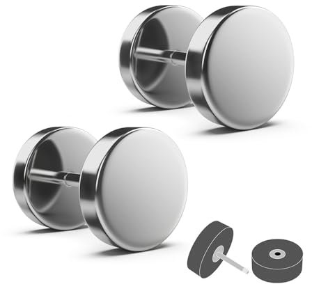 Treuheld® 1.2 x 8 mm Fake Plug Set (2 Stück) in Silber - Titan Ohrstecker zum Schrauben für Damen & Herren - 1 Paar