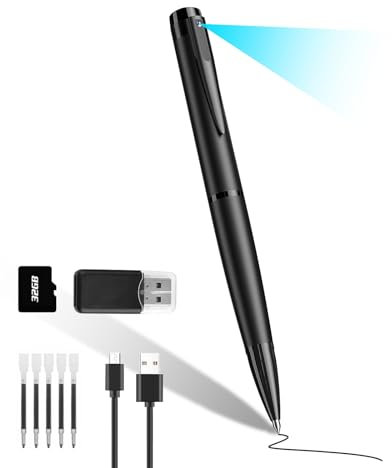 TAOZHI Mini Camera Pen HD 1080P Portable Security Cam with 32GB SD Card Loop Recording or Photo Nanny for Indoor and Outdoor