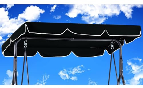 Columpio de Hollywood, cubierta de techo de 210 x 145 cm, impermeable, resistente al viento, duradera, resistente al desgarro, paño de poliéster anti-UV a prueba de polvo (210 x 145 cm, negro)