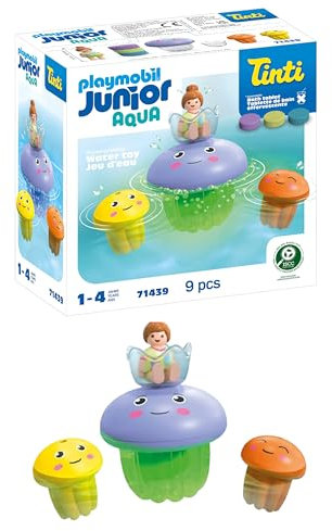 PLAYMOBIL Junior Aqua & Tinti 71439 Familia de Medusas de Colores, Mamá Medusa y Sus Dos bebés, con Tres tabletas de baño Tinti, Juguetes para niños y niñas a Partir de 1 año
