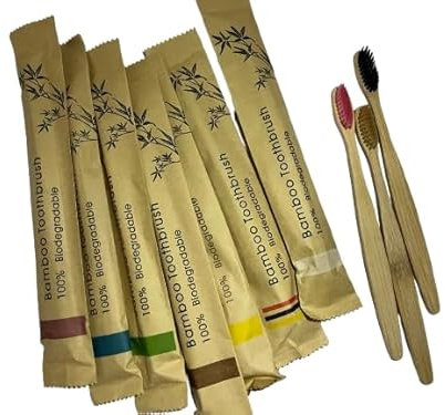 Cepillos Dientes Bambu Natural, El Bambú es Antibacteriano, Libres de BPA, Higiénicos, Cepillos Organicos, Cepillo de Dientes Natural, Cepillo con Cerdas Naturales, Cerdas Suaves y Flexibles,