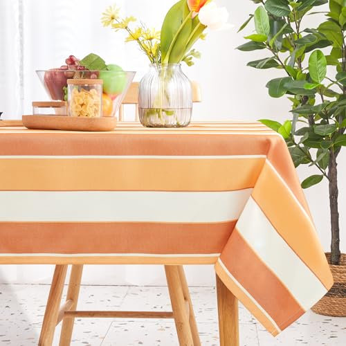 Deconovo Tischdecke für Esstisch Lotuseffekt Tischwäsche Wasserabweisende pflegeleicht Tischtuch Tischschutz Langlebige Tischdecken für Küche Büro Wohnzimmer, 240x140 cm, Orange, 1 Stück