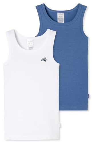 Schiesser Boys' Undershirt Underwear Fine Rib 100% Organic Cotton Size 92 to 140 cm Pack of 2, Assorted 6_181843, 92
