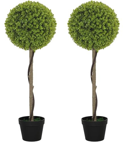 HOMCOM Set de 2 eucaliptos Artificiales, Planta de Interior de 90 cm, Planta Artificial en Maceta, Plantas Decorativas Grandes para casa, Oficina, Pasillo, jardín, Verde