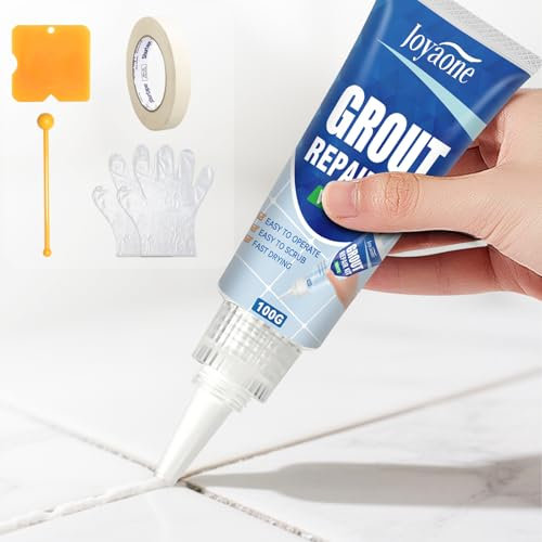 Juego de reparación de azulejos de secado rápido, bolígrafo blanco para juntas de baño, ducha, suelo y paredes (Blanco 100 g)
