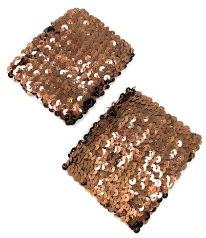 Par bruna, kaffefärgade, paljettfärgade polyesterarmband för maskeraddräkter, 16 x 10 cm