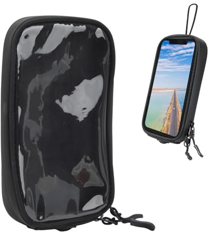 Yosoo Health Gear Bolsa de Marco Frontal para Teléfono de Bicicleta, Soporte Magnético Resistente Al Agua con Correa de Mano y Pantallas Táctiles Grandes, Soporte para Teléfono Antiarañazos a