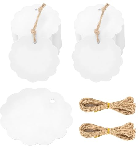 200PCS étiquette kraft ronde 6x6cm avec ficelle - étiquette personnalisable pour étiquettes mariage, cadeaux, scrapbooking, étiquette personnalisée DIY et projets créatifs