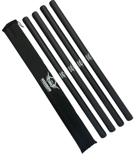 Martial Arts Armory Schaumstoffgepolsterte Escrima-Stöcke für sicheres Üben und Training, mit Tragetasche, 4 Stück, Schwarz