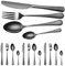 Cutlery Flatware Set，24 Piece Silverware Set with Gift Box Stainless Steel Tableware Dinnerware Sets Knife Fork Spoon, Service for 6 Multipurpose Use Safe for Home Kitchen Party - Black