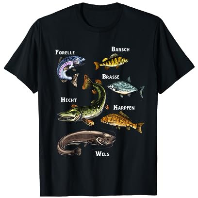 Angler Fischer Design mit Fischarten T-Shirt