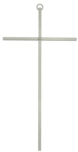 Wandkreuz | Schlankes minimalistisches Design | metallische Spiegeloptik in Goldton oder Silber | christliche Wohnkultur | tolles Geschenk zur Taufe, Erstkommunion und Konfirmation (silberfarben)