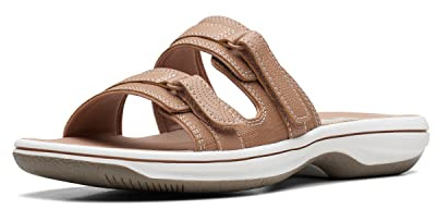 Clarks Cloudsteppers Women's Breeze Piper Slide Sandal, Warm Beige Synthetic, 9 Medium US