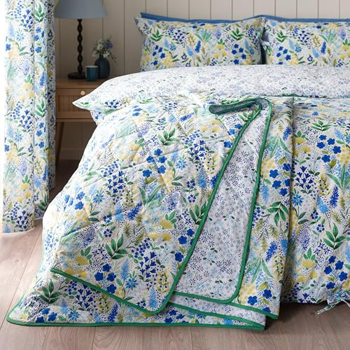 Catherine Lansfield Tilly Floral Fully Reversible 220 x 230 cm Bedspread Blue
