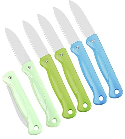 Lomgwumy Fruit Knife, Foldable Fruit Knife Set, Sharp and Sturdy, Small and Easy to Carry, Suitable for Most Types of Vegetables and Fruits (6 Pieces)