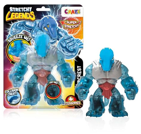 Craze Legends Stretchy Silvercrest – elastiska actionfigurer för barn, stretchiga superhjältefigurer att samla med slimfyllning