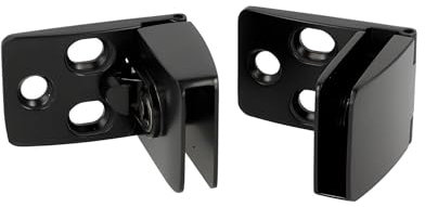 Gedotec Glastürscharnier Oben & Unten Schwarz matt SQUARE I Einfache Montage der Glasplatte zum Klemmen I Verwendung Oben & Unten - geschlossen