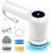 GRUTTI Brosse de Nettoyage Électrique sans Fil, LED Rechargeable Brosse Rotative à Main avec 5 Têtes de Brosse 2 Vitesses, pour Salle de Bain, Sol, carrelage, Baignoire, Cuisine, Four, Voiture