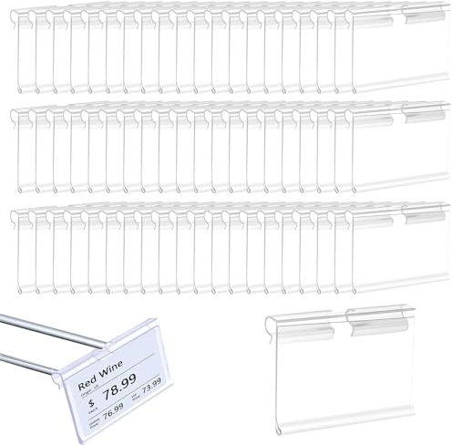 60 Piezas Portaetiquetas Plastico Titular,Soportes de Etiquetas de Plástico,Soportes de Etiquetas de Precio,60*42mm Porta Etiquetas de Precio de Plástico,Para Estanterías De Alambre,Tiendas Minoristas