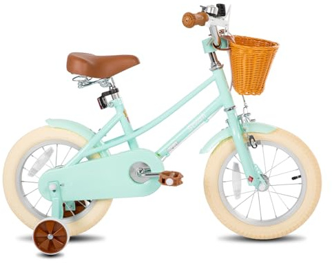 STITCH16 inch Kids Bike for 4-7 Years Girls, 16 Inch Girls Bike with Stabilisers & Basket, Green