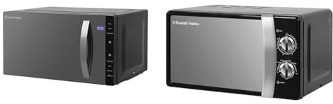 Russell Hobbs RHFM2363B 23 L 800 W Black Digital Flatbed Solo Freestanding Microwave & RHMM701B 17 Litre 700 W Black Solo Manual Microwave with 5 Power Levels
