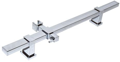 Asta Doccia di Ricambio per Colonne Doccia, Forma Squadrata in Ottone Cromato, Attacco a Muro Regolabile, con Supporto Saliscendi per Doccetta, Altezza 60 cm