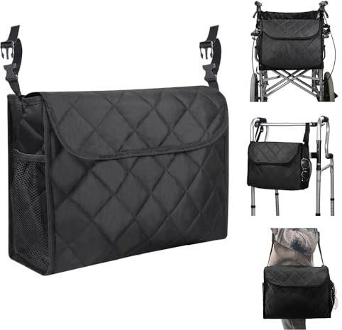 NAROSEBE Zaino per Sedia a Rotelle 39x28x15cm Zaino per Sedia a Rotelle Accessori Sedie A Rotella Organizer di Grande Capacità per la Maggior Parte delle Sedie a Rotelli (Nero)