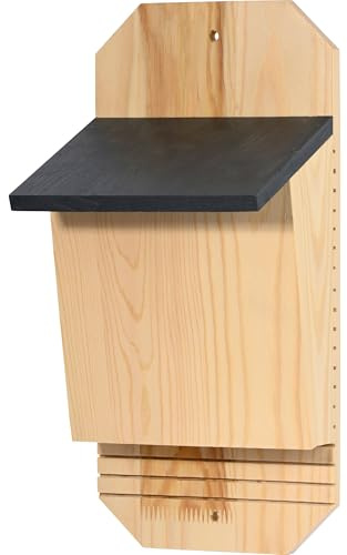 dobar® Green Label Microchioptera - Caja para murciélagos de Madera sin Tratar, Cueva de anidación sólida para murciélagos para Colgar, Refugio para murciélagos, Color Antracita