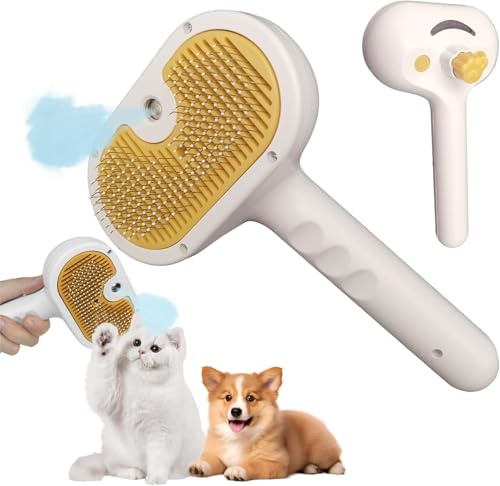 Cat Steam Brush for Shedding Cloud Care Cat Brush with Steam Self Cleaning Spritz Defur Comb Grooming for Long and Short Hair of Dog