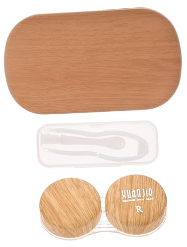 CLISPEED Boîte à Lentilles de Contact Étanche Cuir Vintage avec Miroir Étui de Voyage Portable Double Compartiment pour Lentilles Rangement Pratique Accessoire de Soin des Yeux Couleur