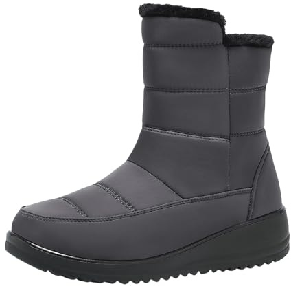Botas de nieve para mujer, sin cordones, botas de invierno acolchadas con forro polar, botas de invierno cálidas para mujer, zapatos de plataforma impermeables, antideslizantes, zapatos de invierno