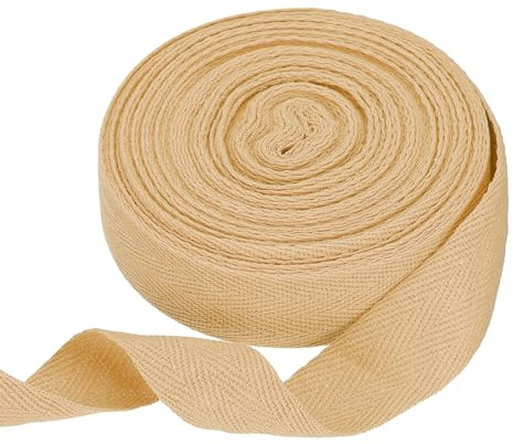 QUARKZMAN Nastro in Twill di Cotone 25mm X 10 Metri Nastro A Spina di Pesce Nastro A Bordo Obliquo per Fai da Te Cucito Confezione Regalo Marrone Chiaro