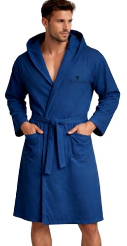 Renato Balestra - Accappatoio in Microfibra Uomo e Donna - Unisex con Cappuccio, Tasche e Cintura, Leggero e Morbido, per Viaggio, Piscina, Palestra (IT, Testo, XL, Regular, Regular, Royal)