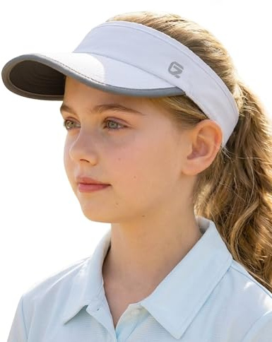 GADIEMKENSD Visiera da Sole per Bambini, Visiera UPF 50+ per Ragazze, Cappello Leggero Riflettente, Cappello Sportivo Regolabile, Ideale per Corsa, Tennis, Golf e Sport Estivi Outdoor, Bianco