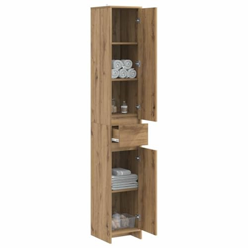 vidaXL Badrumsskåp Artisan-ek 30 x 33 x 190 cm Konstruerat trä